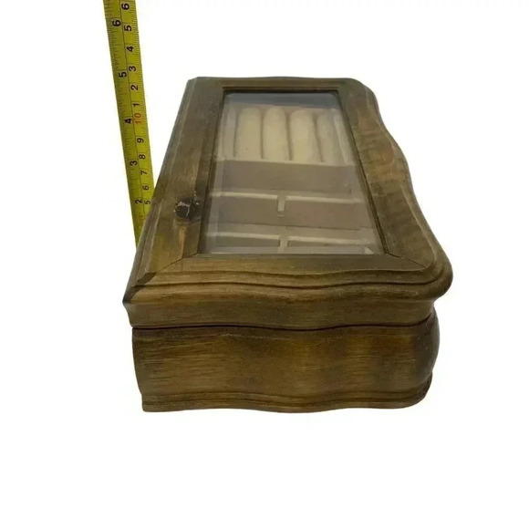 Wooden Earring Jewelry Storage Box Large Organizer Removable Divider Tray - Picture 10 of 11